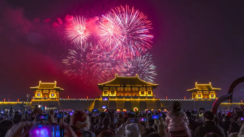 1000部高清免费观看的电视剧春节烟花庆祝视频素材